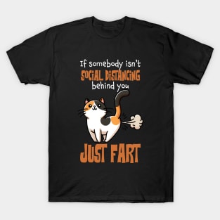 If Somebody Isn't Social Distancing Behind You, Just Fart Funny Cat T-Shirt